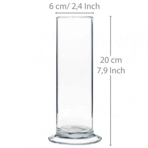 Floristik24 Jarrón de cristal con pie Claro Ø6cm H20cm