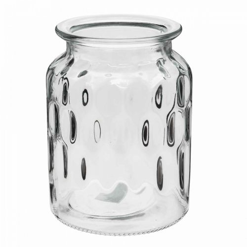 Artículo Jarrón de cristal con motivos, farol de cristal transparente Al 15 cm Ø 11 cm 2 piezas