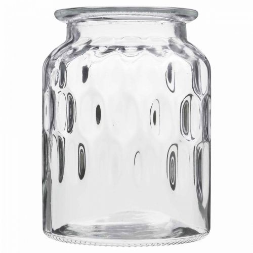 Artículo Jarrón de cristal con motivos, farol de cristal transparente Al 15 cm Ø 11 cm 2 piezas