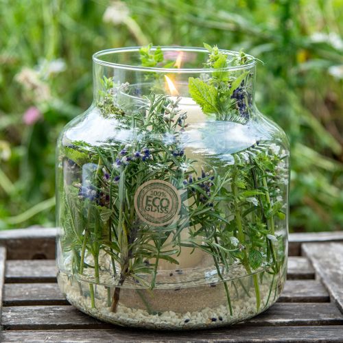 Floristik24 Jarrón de cristal Florero redondo grande 100% cristal reciclado H20 Ø17cm