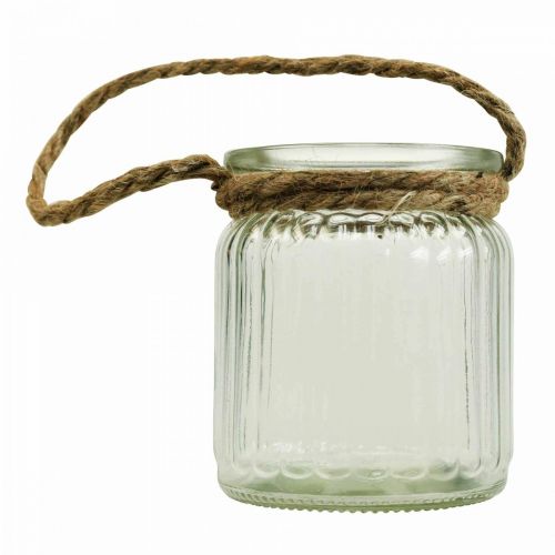 Floristik24 Jarrón de cristal para colgar linterna cuerda de cristal Ø8cm H9cm