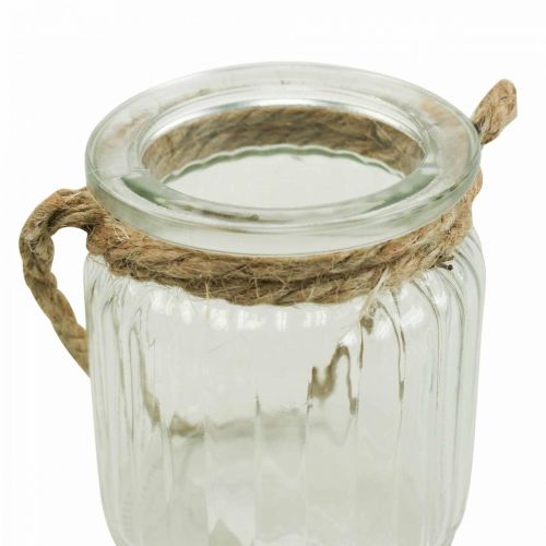 Floristik24 Jarrón de cristal para colgar linterna cuerda de cristal Ø8cm H9cm