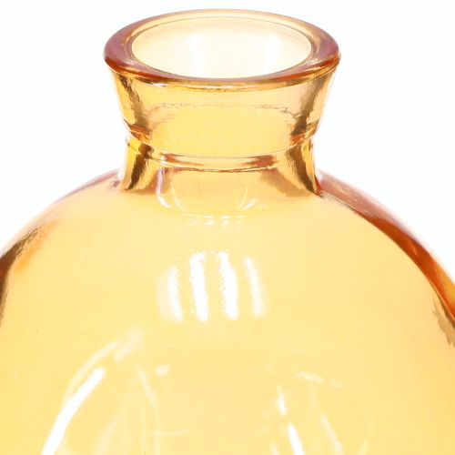 Artículo Jarrones de cristal bulbosos mini jarrones decorativos naranja Ø7,5cm H9cm 6 uds
