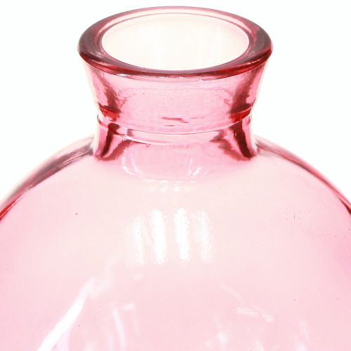 Artículo Jarrones de cristal bulbosos rosas retro mini jarrones Ø7,5cm H9cm 6 uds