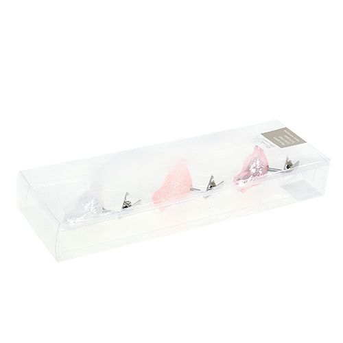 Floristik24 Pájaro de cristal en el clip 8cm tipo. 3ST