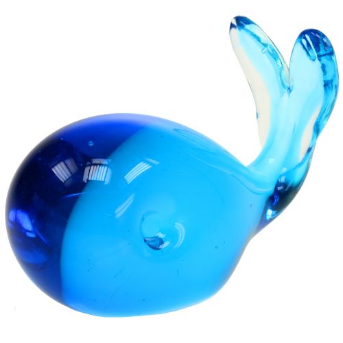 Floristik24 Ballena de cristal azul L12cm