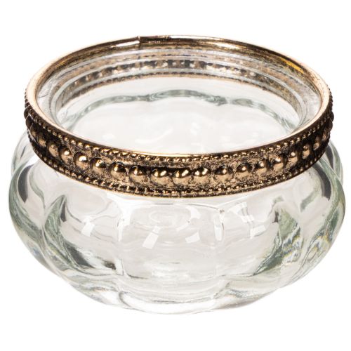 Portavelas de cristal con borde decorativo de metal, 6 cm, 4 unidades comprar | Floristik24.es