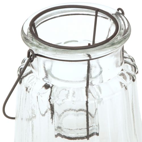 Artículo Farol de cristal con mango de cristal transparente Ø14cm H18cm