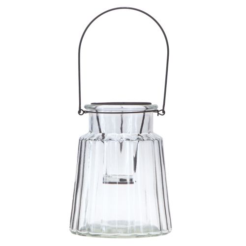 Artículo Farol de cristal con mango de cristal transparente Ø14cm H18cm