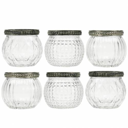 Floristik24 Farol de cristal Ø6.5cm H5.5cm 6pcs