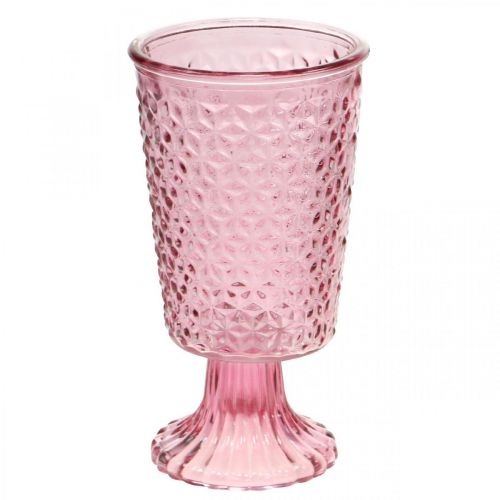 Floristik24 Vela taza, taza de vidrio, linterna, decoración de vidrio Ø10cm H18.5cm