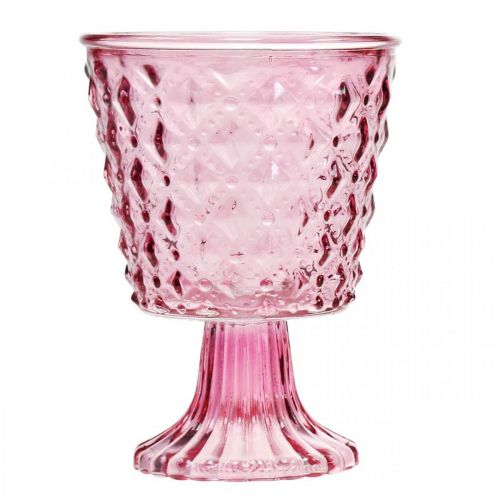 Floristik24 Portavelas, copa de cristal, linterna de cristal Ø11cm H15.5cm