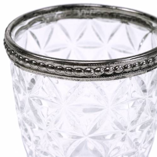 Floristik24 Farol de cristal antiguo con borde de metal Ø7.5cm H7.5cm