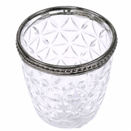 Floristik24 Farol de cristal antiguo con borde de metal Ø7.5cm H7.5cm