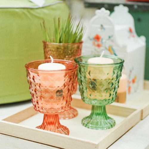 Floristik24 Farol de cristal Ø11.5cmH15.5cm turquesa