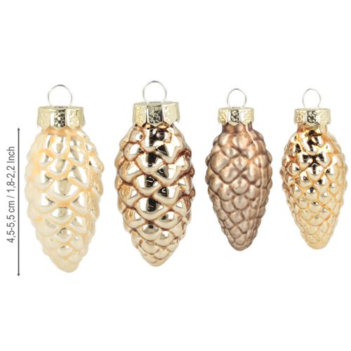 Artículo Conos de cristal para colgar, conos, cristal, marrón, dorado, 5,5 cm, 14 piezas