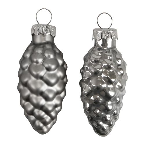 Floristik24 Conos navideños conos de vidrio decoración de vidrio plateado H6,5cm 10 piezas