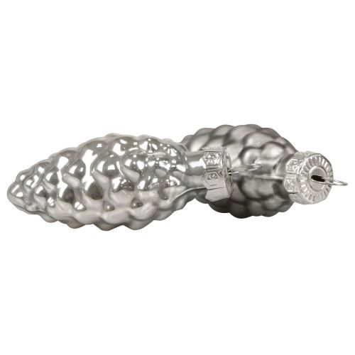 Artículo Conos navideños conos de vidrio decoración de vidrio plateado H6,5cm 10 piezas