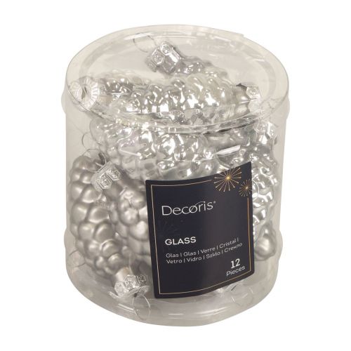 Artículo Conos navideños conos de vidrio decoración de vidrio plateado H6,5cm 10 piezas