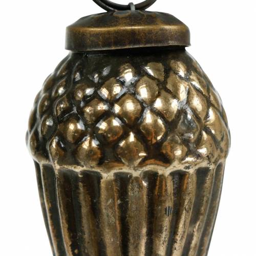 Floristik24 Decoraciones para árboles de Navidad bellotas de cristal para colgar marrón, dorado 6cm 3pcs