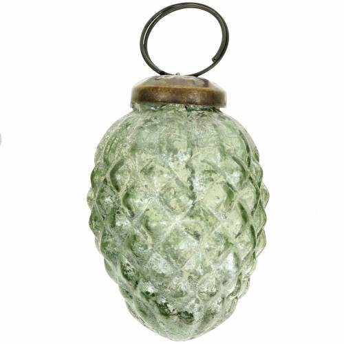 Floristik24 Decoraciones para árboles frutas de otoño transparente, verde vidrio real 6.5cm 3pcs