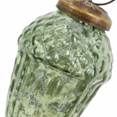 Floristik24 Decoraciones para árboles frutas de otoño transparente, verde vidrio real 6.5cm 3pcs