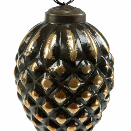 Floristik24 Bellotas y conos para colgar marrón, vidrio dorado 8.5cm 3 piezas en un juego