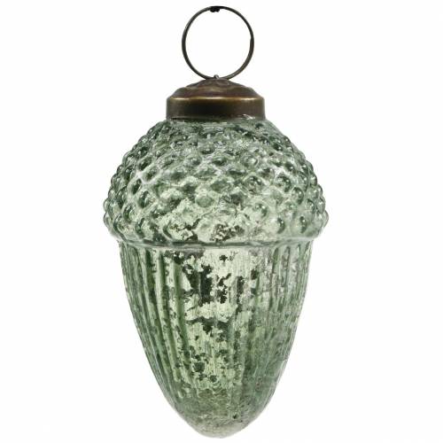 Floristik24 Decoraciones para árboles bellotas transparente, verde cristal real 9cm 3pcs
