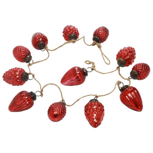 Guirnalda de conos de cristal decoración del árbol de Navidad decoración colgante rojo 120 cm