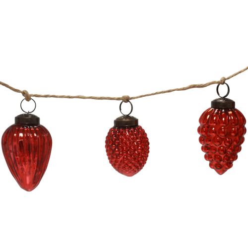 Artículo Guirnalda de conos de cristal decoración del árbol de Navidad decoración colgante rojo 120 cm