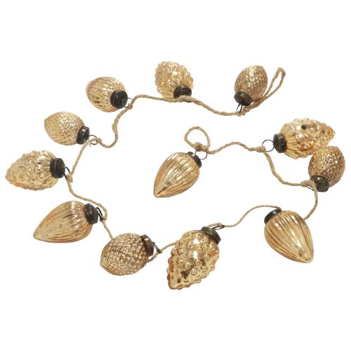 Floristik24 Guirnalda de conos de cristal decoración colgante Navidad oro 120cm