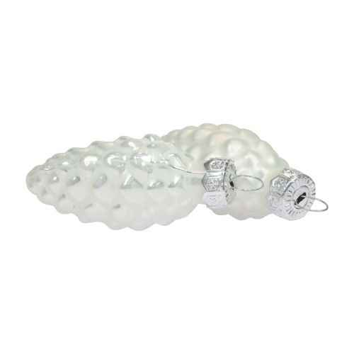 Conos de cristal Adornos navideños vidrio blanco Ø2,5cm 6cm 10ud