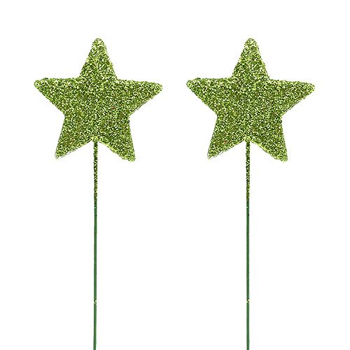 Floristik24 Mica estrellas verde 4cm en el cable 60pcs