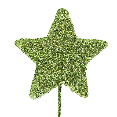 Floristik24 Mica estrellas verde 4cm en el cable 60pcs