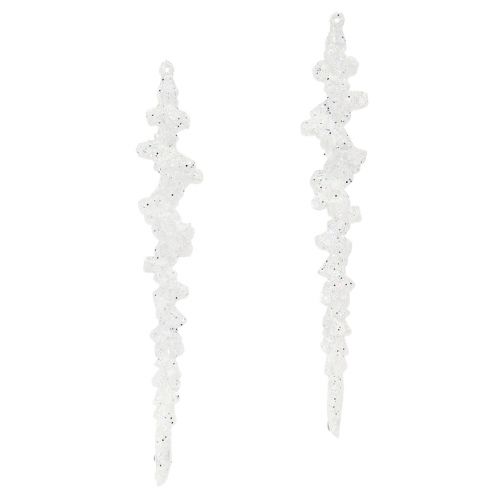 Floristik24 Carámbanos brillantes para colgar decoración invernal blanco 24cm 8ud