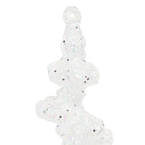 Artículo Carámbanos brillantes para colgar decoración invernal blanco 24cm 8ud