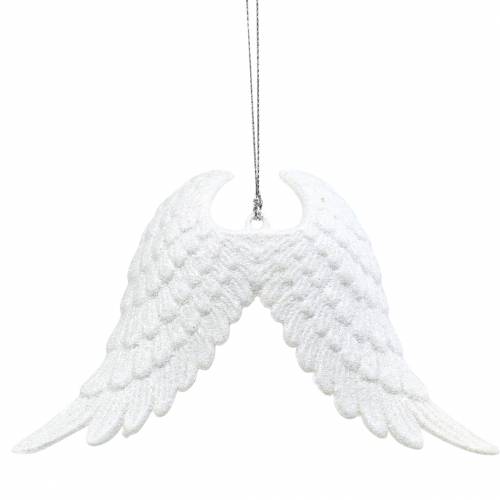 Floristik24 Decoraciones para árboles de Navidad alas de ángel brillo blanco 16cm 12pcs