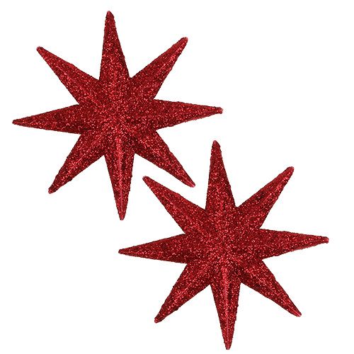 Artículo Estrella purpurina roja Ø10cm 12pcs