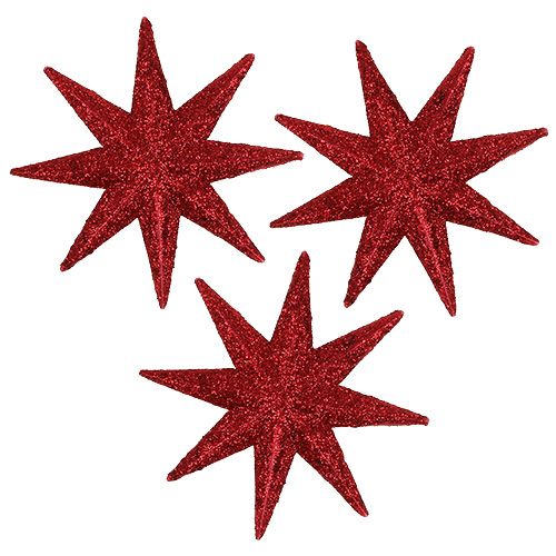 Floristik24 Estrella purpurina roja Ø5cm 20pcs