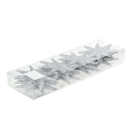 Artículo Estrella purpurina plateada Ø10cm 12uds