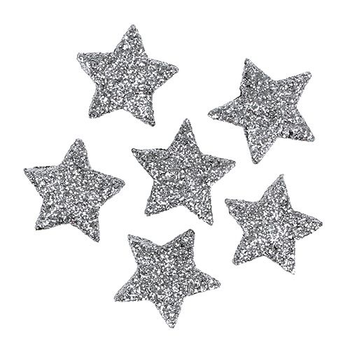 Artículo Estrella brillante plateada Ø2,5cm 96 piezas