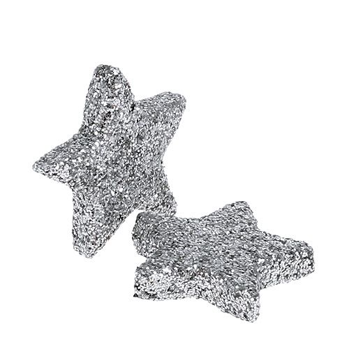 Artículo Estrella brillante plateada Ø2,5cm 96 piezas