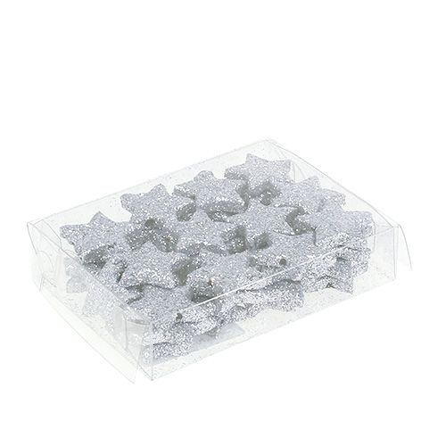 Artículo Estrella brillante plateada Ø2,5cm 96 piezas