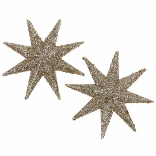 Floristik24 Estrella para la decoración Glitter Champagne 10cm 12pcs