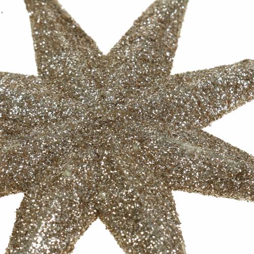 Artículo Estrella para la decoración Glitter Champagne 10cm 12pcs