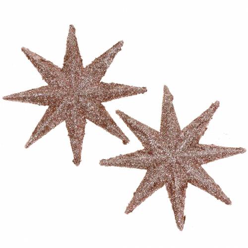 Estrella glitter oro rosa 10cm 12pcs
