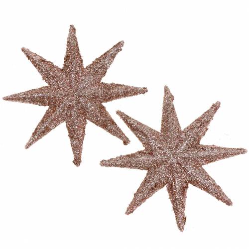 Artículo Estrella glitter oro rosa 10cm 12pcs