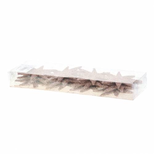Artículo Estrella brillo oro rosa 10cm 12uds
