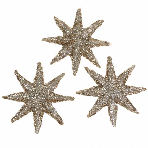 Floristik24 Estrella decorativa purpurina champagne 5cm 20uds