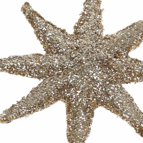 Artículo Estrella para la decoración Glitter Champagne 5cm 20pcs